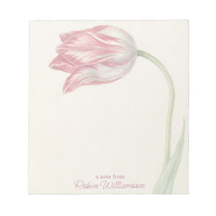 Bloco De Notas Tulipa cor-de-rosa e branca - belas artes do