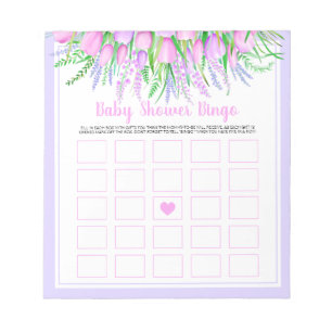 Bloco De Notas Tulipas cor-de-rosa Lavanda Floral do Jogo do chá