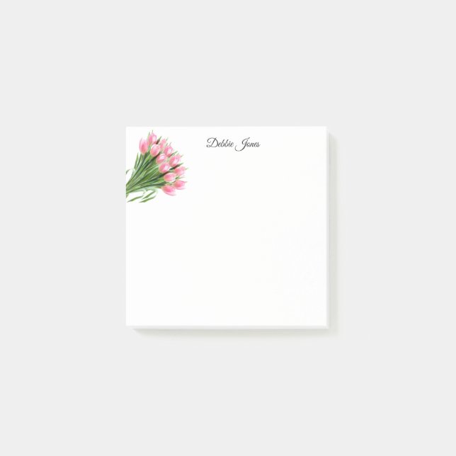 Bloco De Notas Tulipas Cor-de-Rosa postadas (Frente)