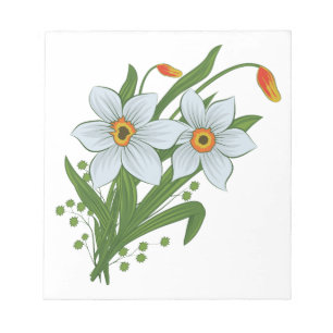 Bloco De Notas Tulipas e Flores de Daffodils