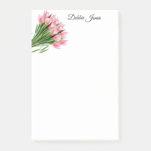 Bloco De Notas Tulipas Postadas-Anotações-Rosa