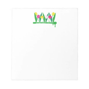 Bloco De Notas Tulipas Rosa Amarelo Roxo Verde Moderno Fofo.