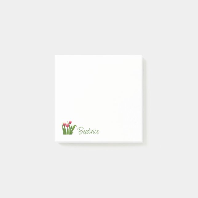 Bloco De Notas Tulipas Vermelhas com Notas Verde (Frente)