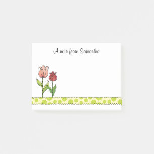 Bloco De Notas Tulipas vermelhas e cor-de-rosa personalizadas