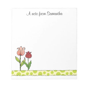 Bloco De Notas Tulipas Vermelhas e Rosas Personalizadas 5.5 x 6