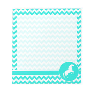 Bloco De Notas Turquesa, Aqua Color Chevron; Equestre