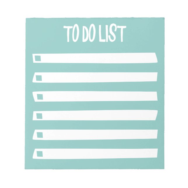Bloco De Notas Turquesa Blue White Simple Girly To Do List (Frente)