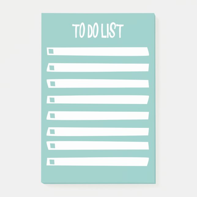 Bloco De Notas Turquesa Blue White Simple Girly To Do List Stati (Frente)