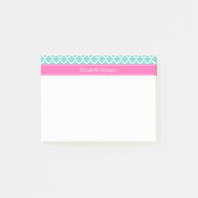 Bloco De Notas Turquesa com o marroquino #5 Hot Pink2 Name Monogr (Frente)