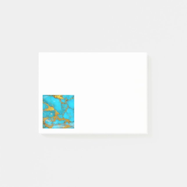 Bloco De Notas Turquesa Marble DOURADO Glitter - Iniciais ADD (Frente)