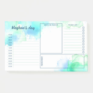 Bloco De Notas Turquesa Verde Aquarela Contém Placa Diária