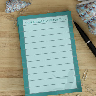 Bloco De Notas Turquoise Aqua Lined Mermaid Posta as notas