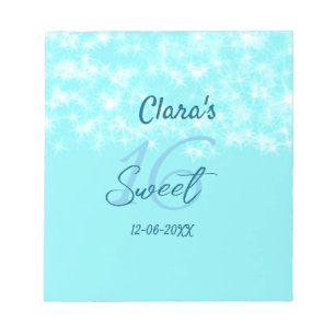 Bloco De Notas Turquoise teal agate doce 16 anos adicione nome da