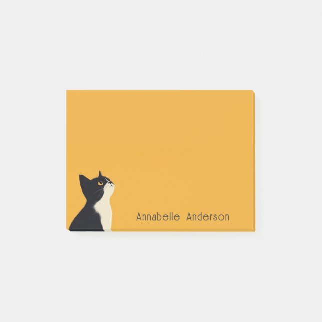 Bloco De Notas Tuxedo Cat em Yellow Personalize (Frente)