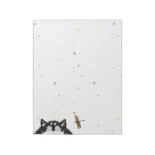 Bloco De Notas Tuxedo Cat Surpreendido por Dragonfly