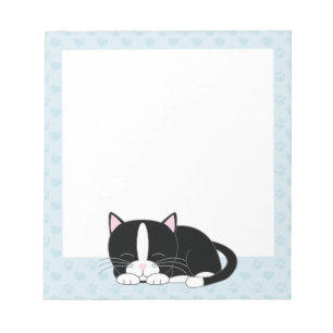 Bloco De Notas Tuxedo Sonolento Cat {blue}