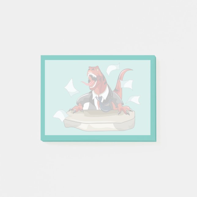 Bloco De Notas Tyrannosaurus Rex Boss Sentado Em Uma Mesa. (Frente)