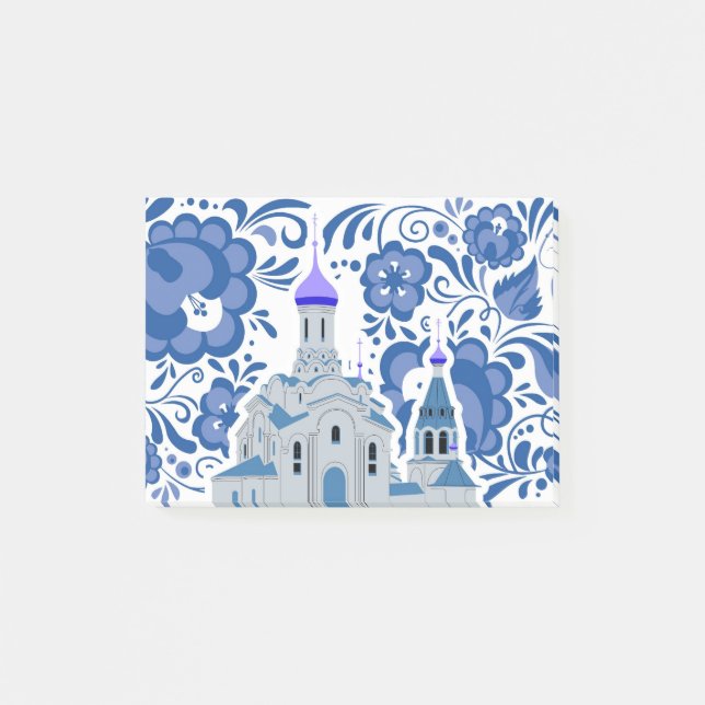 Bloco De Notas Ukrainian Churches of Kiev Blue and White (Frente)
