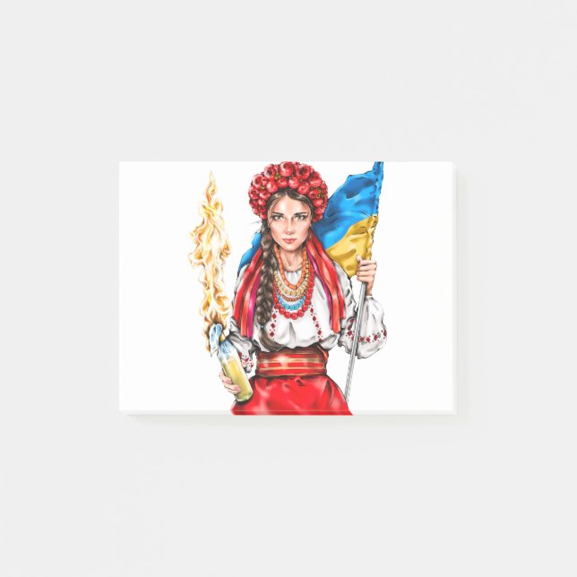 Bloco De Notas Ukrainian Girl Fighting for Freedom (Frente)