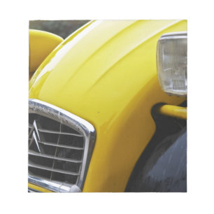 Bloco De Notas Um antigo Citroen 2CV 2 CV preto e amarelo, detalh