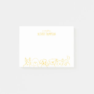 Bloco De Notas Um Bilhete Amarelo De Cachorro Bonito Desenho Anim