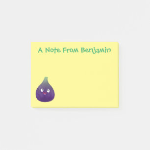 Bloco De Notas Um desenho animado de fruta roxo e giro