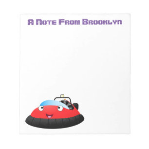 Bloco De Notas Um desenho animado de hovercraft, vermelho e bonit