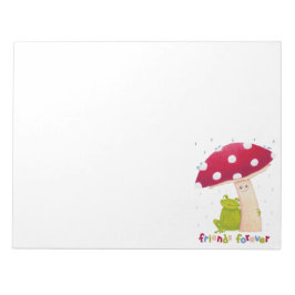 Bloco De Notas Um desenho animado, sapo e cogumelo em chuva