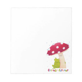 Bloco De Notas Um desenho animado, sapo e cogumelo em chuva