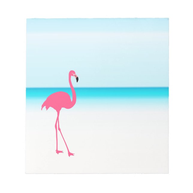 Bloco De Notas Um flamingo rosa giro na praia (Frente)