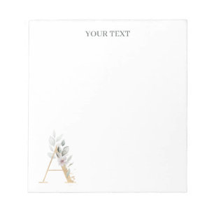Bloco De Notas Um Monograma Floral Personalizado