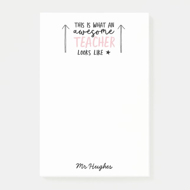 Bloco De Notas Um presente rosa para a tipografia moderna do prof (Frente)