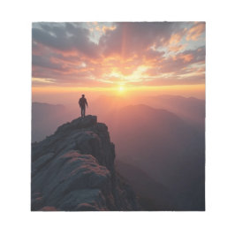 Bloco De Notas Um sol majestoso visto do pico da montanha