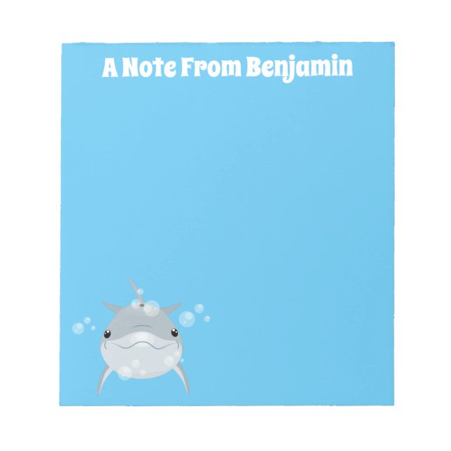 Bloco De Notas Uma bela ilustração do desenho animado de golfinho (Frente)