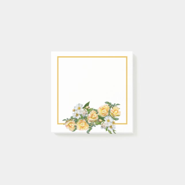 Bloco De Notas Uma janela com flores amarelas e brancas - (Frente)