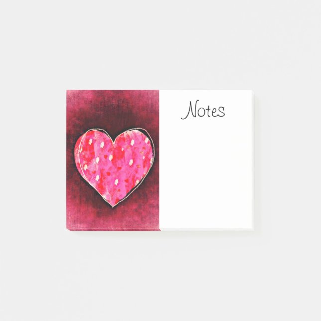 Bloco De Notas Uma Mão Bonita Desenhou Coração Rosa numa Textura  (Frente)