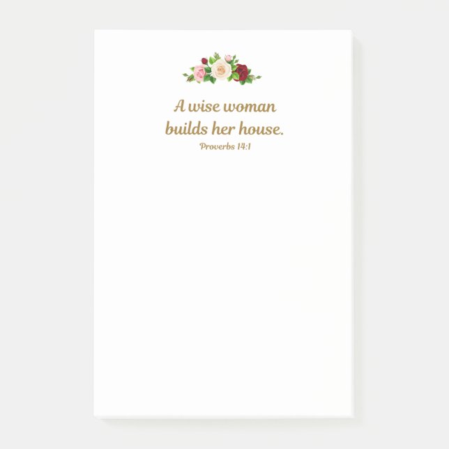 Bloco De Notas "Uma mulher sábia constrói sua casa." 4"x6" Person (Frente)