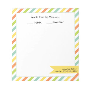 Bloco De Notas Uma nota da mamã… de listras brilhantes