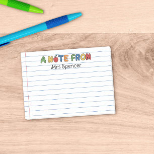 Bloco De Notas Uma Nota Da Professora Lenhada
