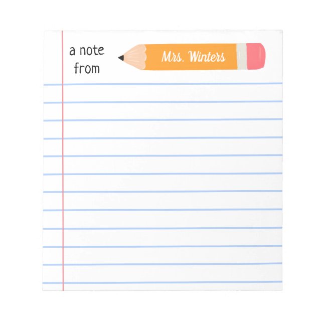 Bloco De Notas Uma nota de lápis amarelo... ensina presente. (Frente)