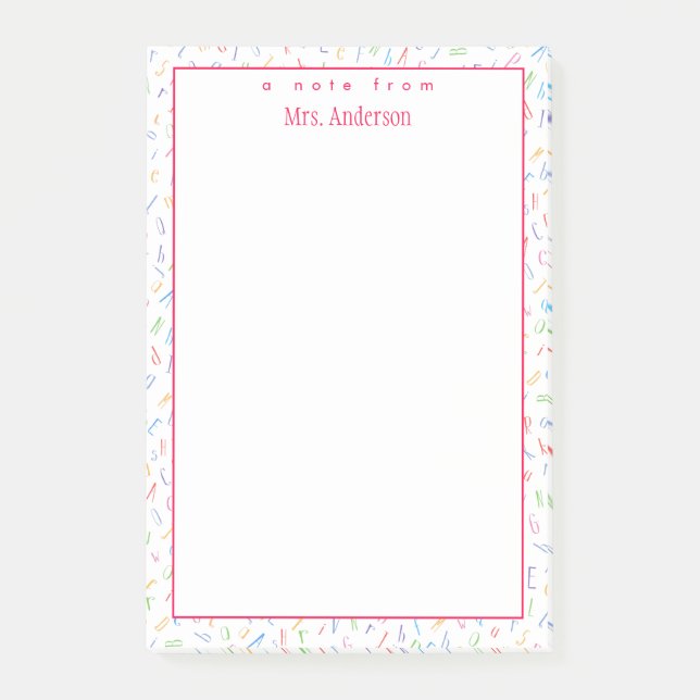 Bloco De Notas Uma nota de - Nome do Professor Personalizado - Al (Frente)