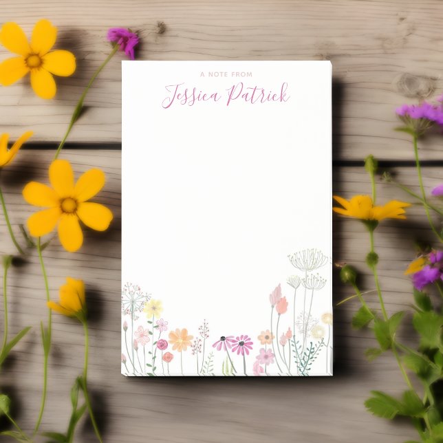 Bloco De Notas Uma Nota de Personalized Wildflowers Adesivos (Personalized Wildflowers Post It Notes 🌺🌼)