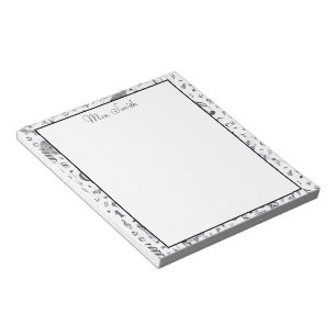 Bloco De Notas Uma nota do Black and White Vintage Music Note