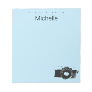 Bloco De Notas Uma nota do fotógrafo de nome personalizado câmera