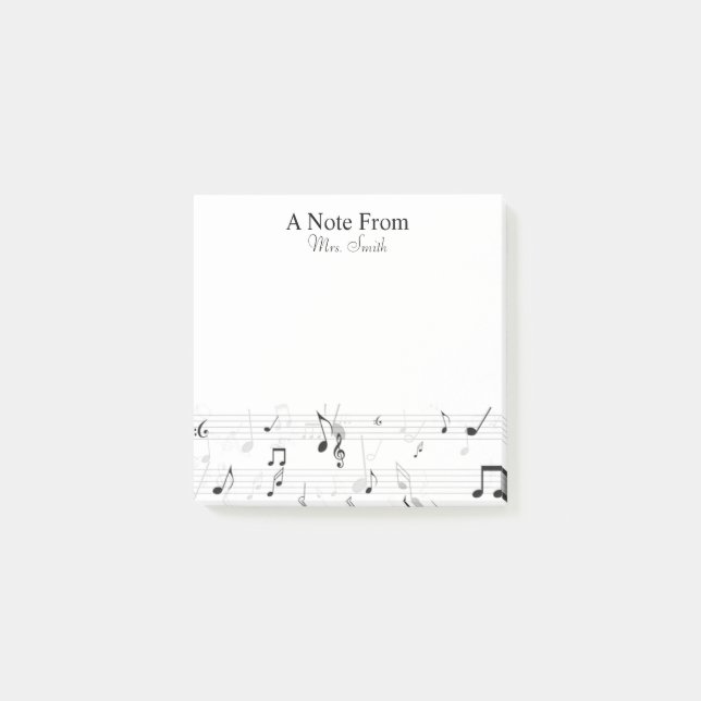 Bloco De Notas Uma Nota Do Músico Whimsical Note Musical (Frente)