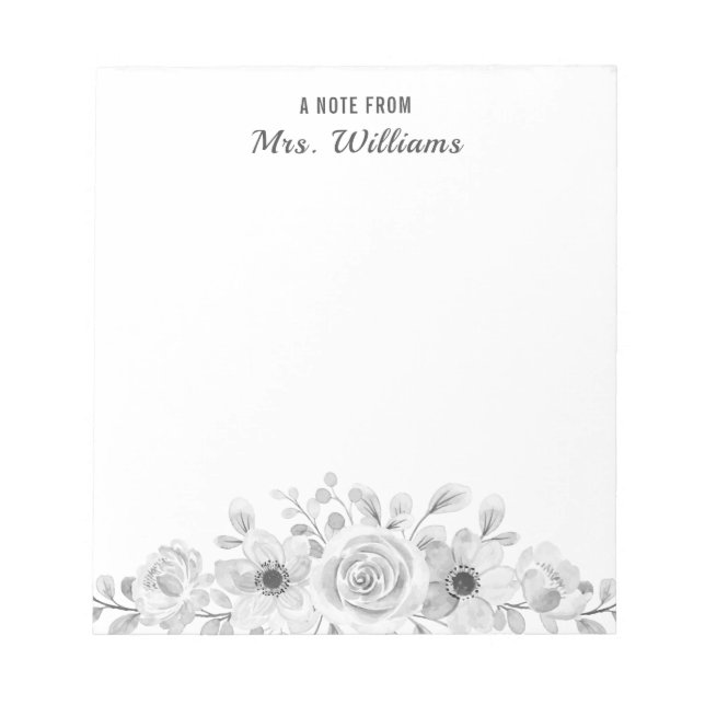 Bloco De Notas Uma Nota Do Nome Personalizado Flor Botânico Flora (Frente)