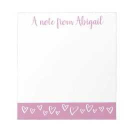 Bloco De Notas Uma nota do Personalizado Stationery Hearts Lilac