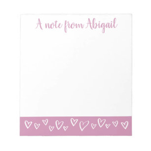 Bloco De Notas Uma nota do Personalizado Stationery Hearts Lilac