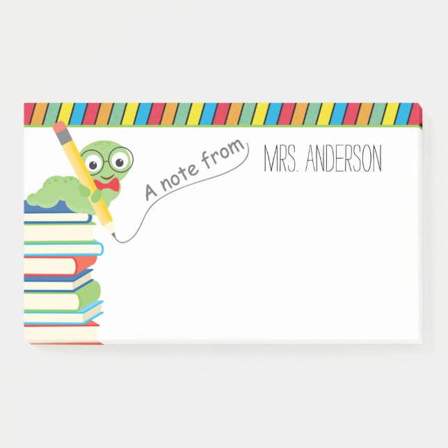 Bloco De Notas Uma nota do professor com um worm-de-cozinha (Frente)