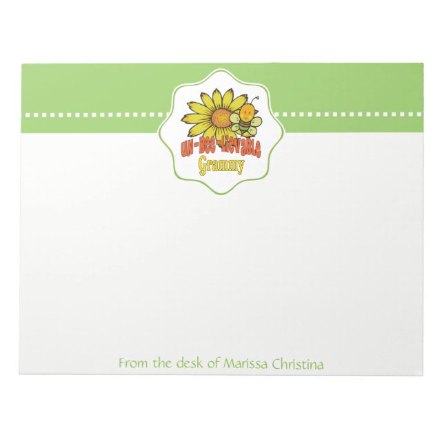 Bloco De Notas Unbelievable Grammy Sunflowers and Bees (Frente)